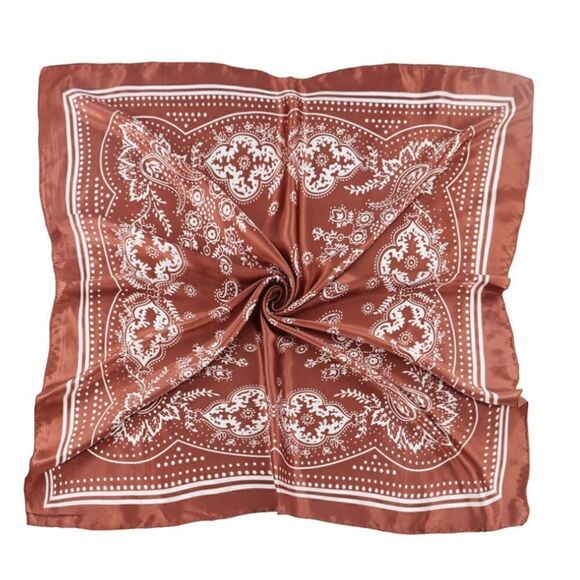 Brown Paisley Silky Scarf  - Picture 2 of 4